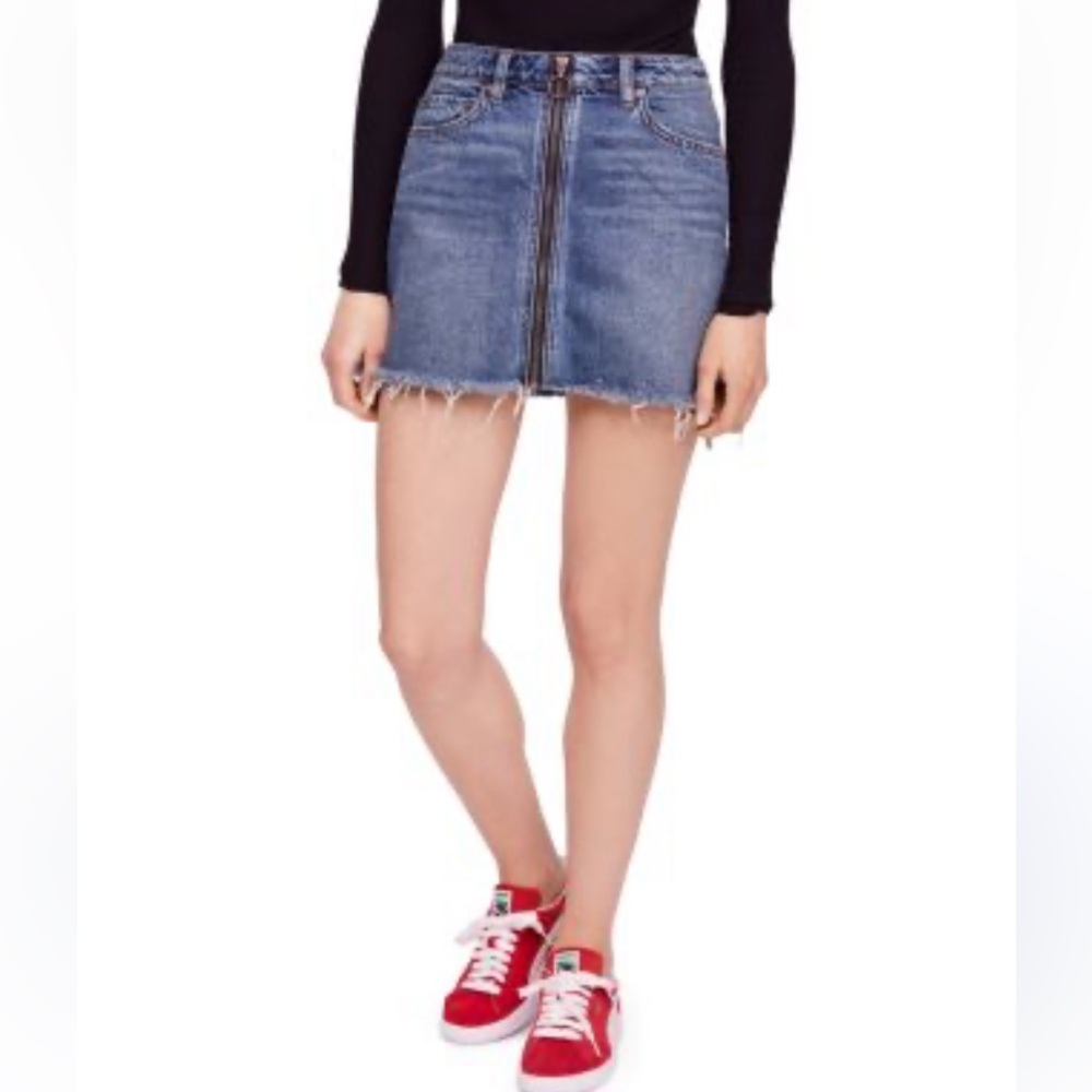 We The Free Zip It Up Denim Skirt